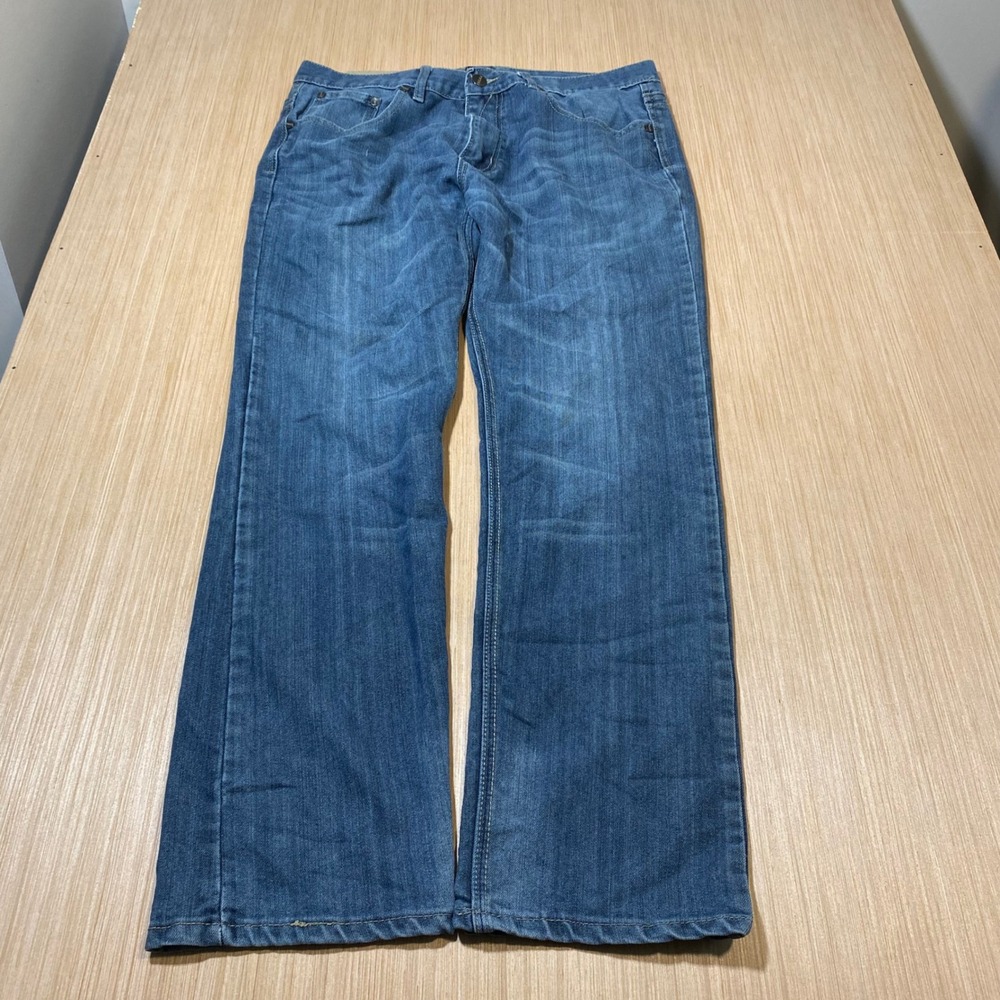 F.U.S.A.I. Mens Straight Leg Jeans Medium Wash Blue Denim Size 38x32